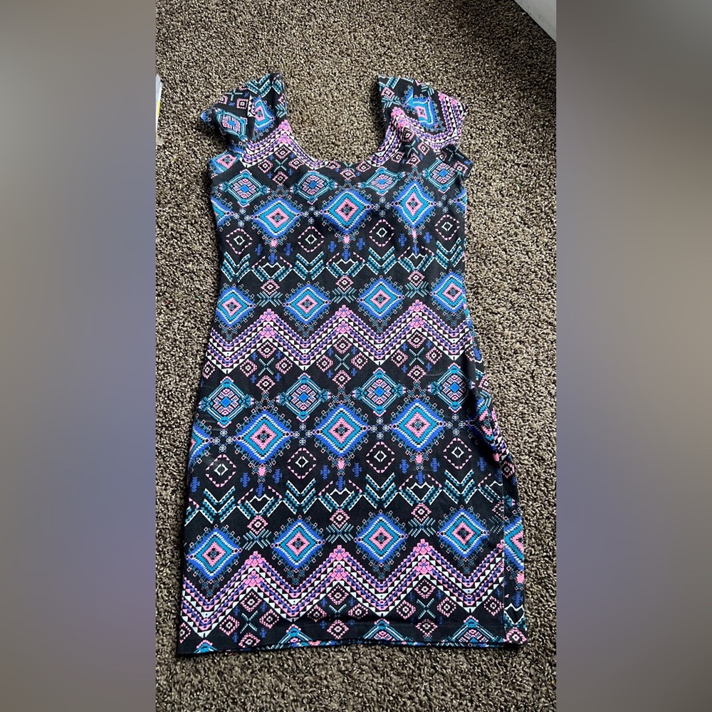 Charlotte Russe Patterned Dress in Blue and Purple